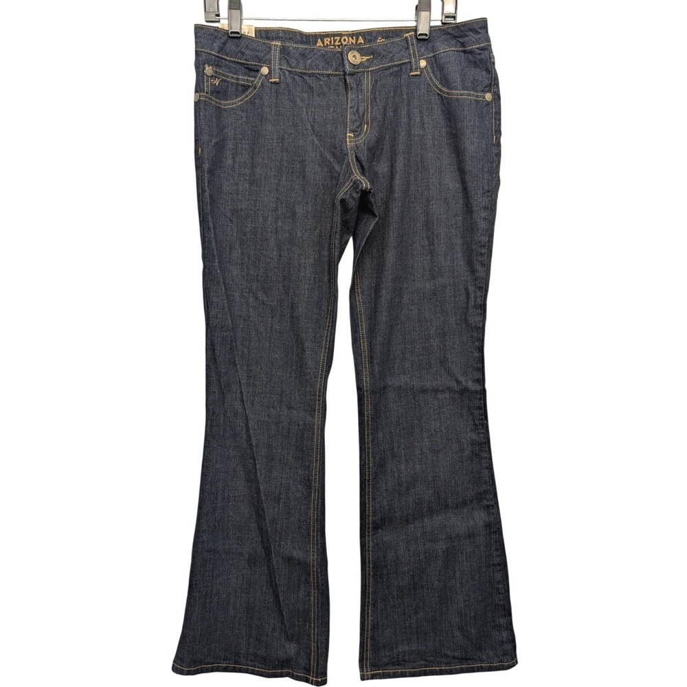 NWT Arizona Jean Co Favorite Flare Jeans Womens 11 Dark Wash Low Rise Denim